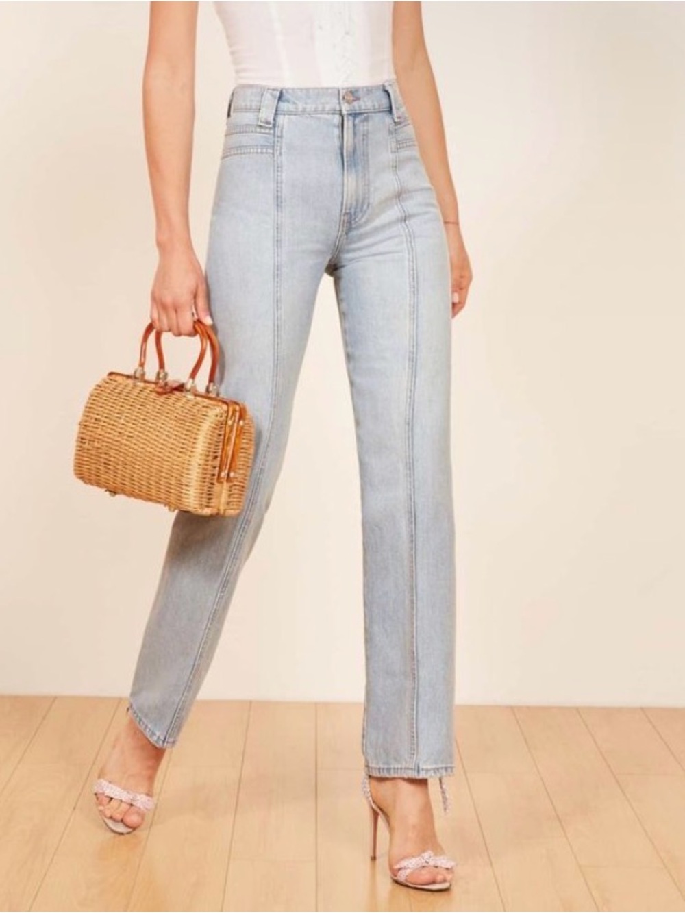 Reformation 70s straight leg light wash jeans